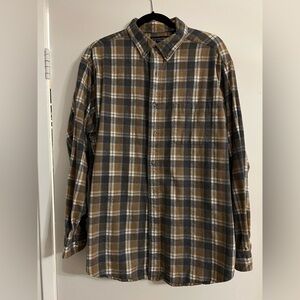 Plaid Button-Up Shirt - Brown and Gray